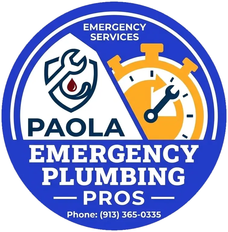 Emergency services badge with a stopwatch and wrench and the phone number (913) 365-0335